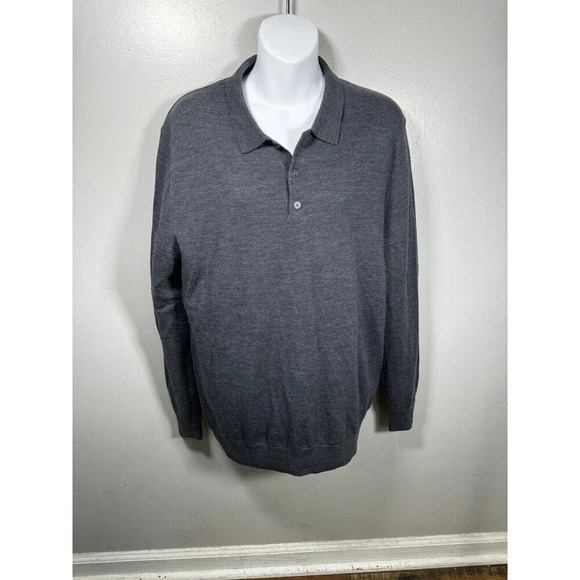 Superdry Idris Elba Mens Gray Pullover Knit 100% Merino Wool Sweater - Picture 1 of 9